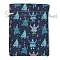 Christmas Theme Cloth Printed Storage Bags, Drawstring Bags, Rectangle, Marine Blue, 20x15x0.4cm