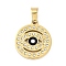 304 Stainless Steel Charms, with Rhinestone and Enamel, Real 18K Gold Plated, Evil Eye Charm, Black, 21.5x18.5x2mm, Hole: 6x4mm