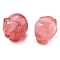 Cherry Quartz Glass Carved Figurines, for Home Office Desktop Decoration, Pig, 17~19x23~24.5x19.5~21mm