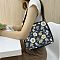 Flower Printed Polyester Shoulder Bags, for Women Bags, Rectangle, Marine Blue, 28.5x24x7.5cm