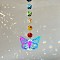 Glass Hanging Suncatcher Pendant Decoration, Crystal Ball Prism Pendants, with Stainless Steel Findings, Butterfly Pattern, 220mm