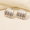 Non-Tarnish Stylish Irregular Stainless Steel Web Stud Earrings for Women, Stainless Steel Color