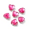 Heart Sew On Rhinestones, Smooth Face Taiwan Acrylic Rhinestone, Multi-Strand Links, with Platinum Tone Brass Prong Settings, Deep Pink, 10x10x7mm, Hole: 1mm