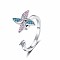 Windmill Rotating Ring with Rhinestones, Ins Style, Open Cuff Index Finger Rings, Gift for Girlfriend, Platinum, US Size 8(18.1mm)