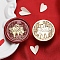 Couple Golden Tone Round Wax Seal Brass Stamp Heads, for Wax Seal Stamp, Valentine's Day Series, Human, 30x15mm, Hole: 7mm