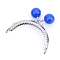 Iron Purse Frame Handle with Solid Color Acrylic Beads, for Bag Sewing Craft Tailor Sewer, Royal Blue, 68x85~87x11mm, Hole: 1.5mm