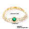 Minimalist Brass Rhinestone Chain Bracelets for Women, Green, 7-1/8 inch(18cm)