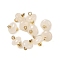 Natural Quartz Crystal Rock Crystal Rondelle Charms with Rack Plating Brass Loops, Real 18K Gold Plated, Long-Lasting Plated, 9.5~11x8~8.5mm, Hole: 1.8mm