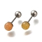 201 Stainless Steel Ear Plugs Gauges, with Natural Topaz Jade and 304 Stainless Steel Pin, Round, 15x4mm