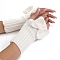 Acrylic Fibers Bowknot Knitting Fingerless Gloves, Arm Warmer, Winter Warm Gloves with Thumb Hole, White, 200x70mm