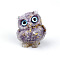 Resin Home Display Decorations, with Natural Lilac Jade Chips and Gold Foil Inside, Owl, 60x50x42mm