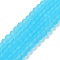 Transparent Glass Beads Strands, Faceted, Frosted, Rondelle, Sky Blue, 4mm, Hole: 1mm, about 113~115pcs/strand, 41~41.5cm