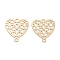 Long-Lasting Plated Brass Links Connector Charms, Hollow Heart, Light Gold, 19.5x19x0.3mm, Hole: 1.2mm