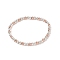 Two Tone Brass Round Beaded Stretch Bracelet for Women, Platinum & Rose Gold, Inner Diameter: 2-1/4 inch(5.7cm), Beads: 4mm