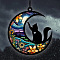 Moon with Cat Window Suncatchers, Wall Art Window Hanging Memorial Pendant Decoration, Cat Shape, 100mm