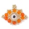 Handmade Glass Seed Beads, Loom Pattern, Eye Pendants, Orange, 23x30x5mm, Hole: 1.2mm