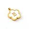 Golden Tone Stainless Steel Pave White Shell Letter Flower Charms, Letter B, 13mm