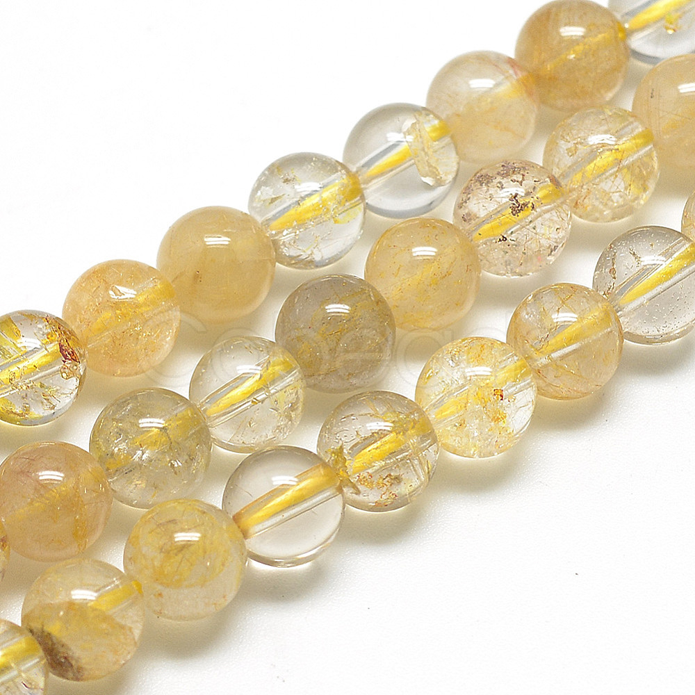 Cheap Natural Rutilated Quartz Beads Strands Online Store - Cobeads.com