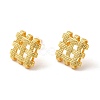 Brass Woven Rhombus Stud Earrings with 925 Sterling Silver Pins for Women EJEW-F292-01G-2