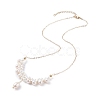 Shell Pearl Braided Pendant Necklace NJEW-TA00026-2
