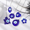 6Pcs 6 Styles Glass Evil Eye Pendant Decorations HJEW-JM01294-4