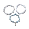 Natural Aquamarine Beads Stretch Bracelet Set for Men Women Girl Gift BJEW-JB06709-1