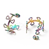 Rainbow Color Heart Wrap Stud Earrings EJEW-G293-04M-2