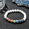 Dyed Natural Lava Rock Round Beaded Stretch Bracelets BJEW-TA00337-02-4