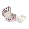 Italian Velvet Double Layers Jewelry Set Storage Zipper Boxes with Mirror Inside CON-G023-09B-3