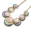 Summer Beach Alloy Colorful Enamel Multi Layer Flat Round Bib Necklaces NJEW-B113-04-2