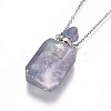 Natural Fluorite Openable Perfume Bottle Pendant Necklaces G-K295-B-P-2