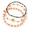 3Pcs Halloween Evil Eye Polymer Clay & Glass Beaded Bracelet Sets NV8085-1