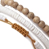 3Pcs 3 Styles Cross Round Wood & Disc Sea Shell Beaded Stretch Bracelet Sets BJEW-JB10312-3