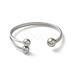 Non-Tarnish 304 Stainless Steel Round Ball Cuff Bangles BJEW-P310-05P-3