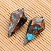 Assembled Dyed Synthetic Imperial Jasper and Bronzite Point Pendulum Pendants G-E327-09-2