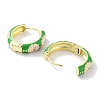 Real 18K Gold Plated Brass Enamel Flower Print Hoop Earrings for Women EJEW-L269-119G-3