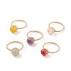 5Pcs 5 Style Natural & Synthetic Mixed Stone Round Ball Braided Finger Rings RJEW-TA00039-1