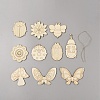 60Pcs 10 Style Spring theme Butterfly/Ladybird/Flower Unfinished Wood Pieces DIY-CJC0012-01-2