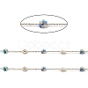 Glass & ABS Plastic Pearl Beaded Flower Link Chains CHS-G028-08G-03-2
