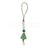 Brass Glass with Natural Quartz Crystal with Natural White Jade Mobile Straps HJEW-JM02288-1