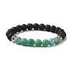 Natural Dyed Crackle Agate & Lava Rock Round Beaded Stretch Bracelet BJEW-TA00444-04-1