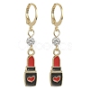 Alloy Enamel & Polymer Clay Rhinestone Beaded Dangle Leverback Earrings EJEW-JE05356-2