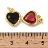 Heart Brass Glass Charms KK-R162-065G-3