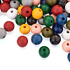 220Pcs 11 Colors Painted Natural Wood European Beads WOOD-TA0001-54-3