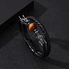 Black PU Leather Cord Braided Bracelets PW-WG503E5-02-3