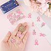 SUNNYCLUE 30Pcs 3 Style October Breast Cancer Pink Awareness Ribbon Alloy Enamel Pendants ENAM-SC0003-32-3