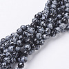 Natural Snowflake Obsidian Beads Strands GSR6mmC009-1