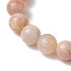 8mm Natural Sunstone Round Beaded Stretch Bracelets BJEW-TA00530-3