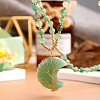 Natural Green Aventurine Copper Wire Wrapped Moon Tree Pendant Necklaces PW-WG35DF9-03-1