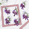 Silk Cloth Flower Boutonniere Brooch JEWB-WH0009-98-5